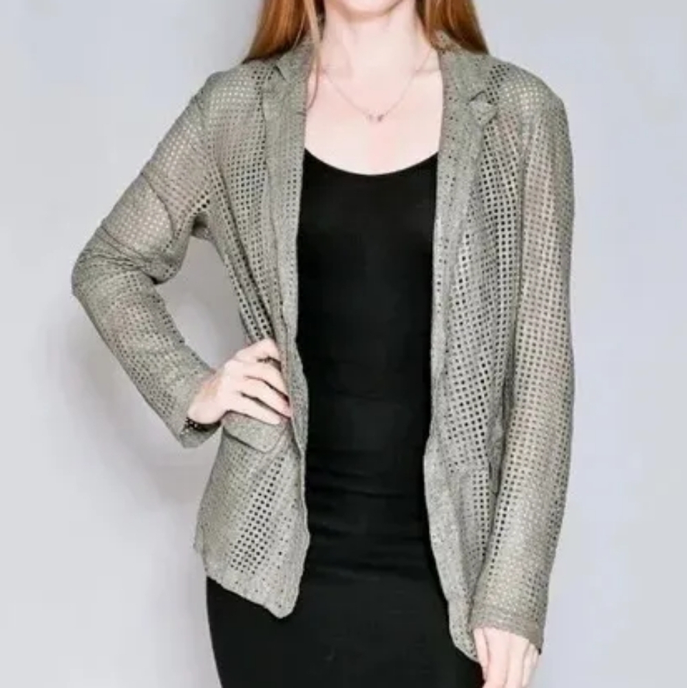 Bano eeMee ATTICA Perforated Genuine Leather Jacket Blazer Size Large